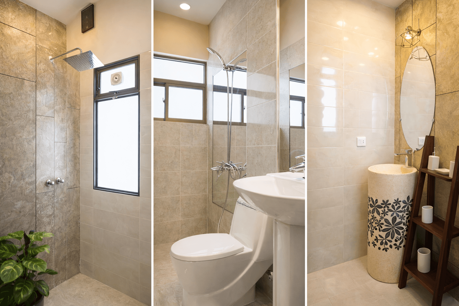 Bathroom collage with multiple vanity views