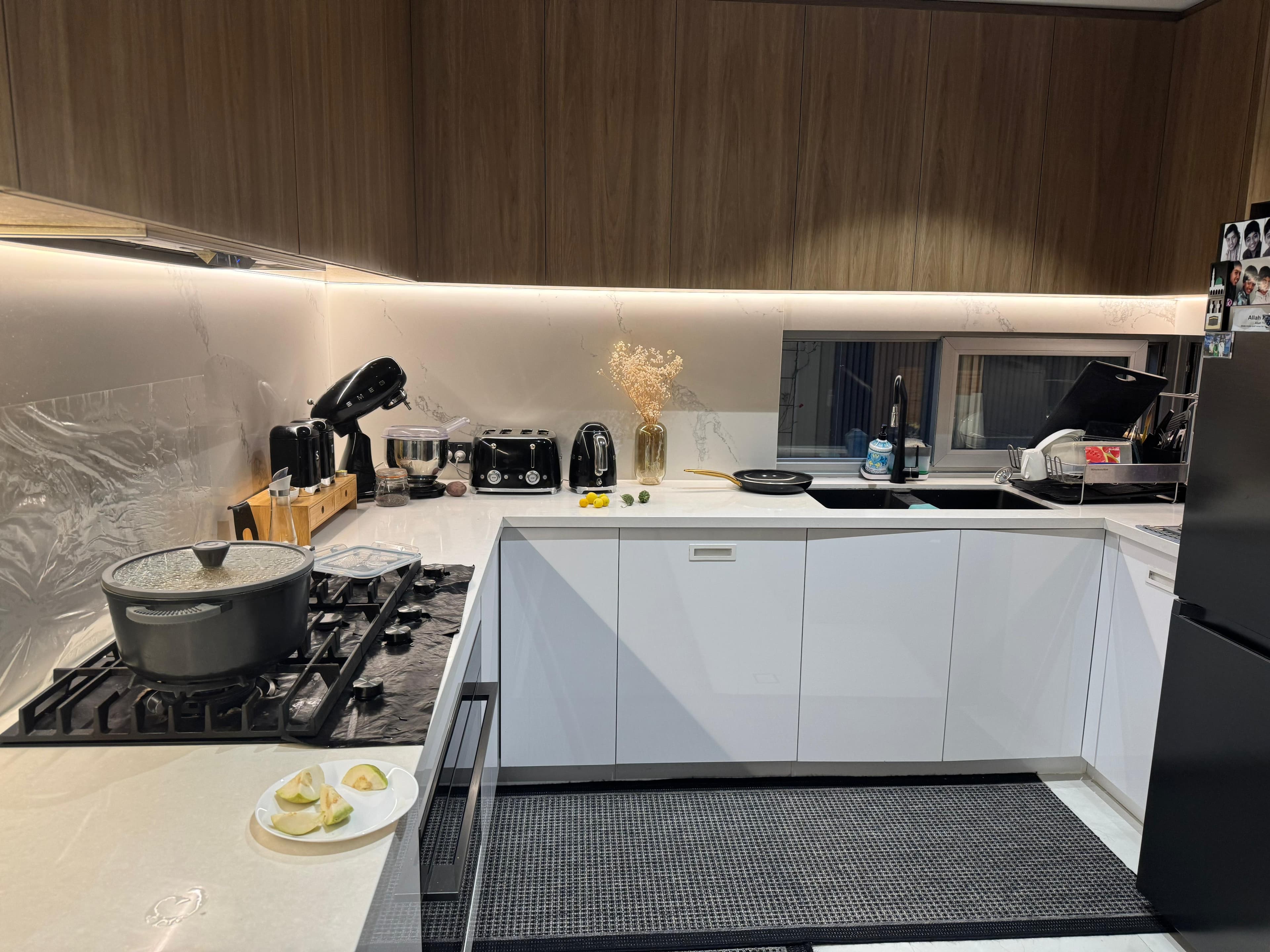 Open-plan Southern River kitchen layout with integrated storage and stone benchtop